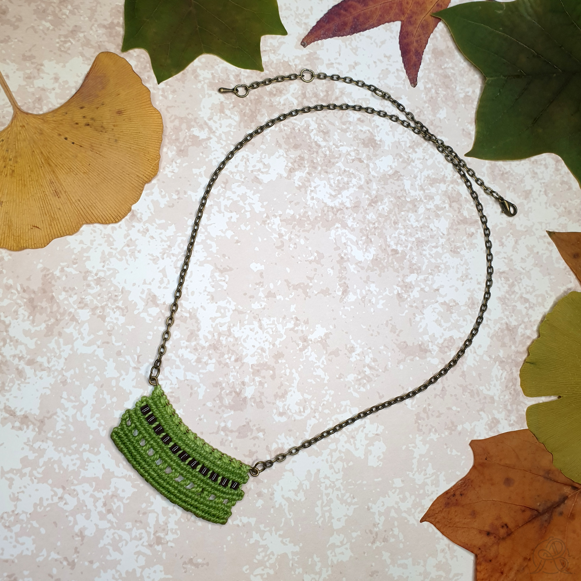 Plastron macramé vert – Image 4