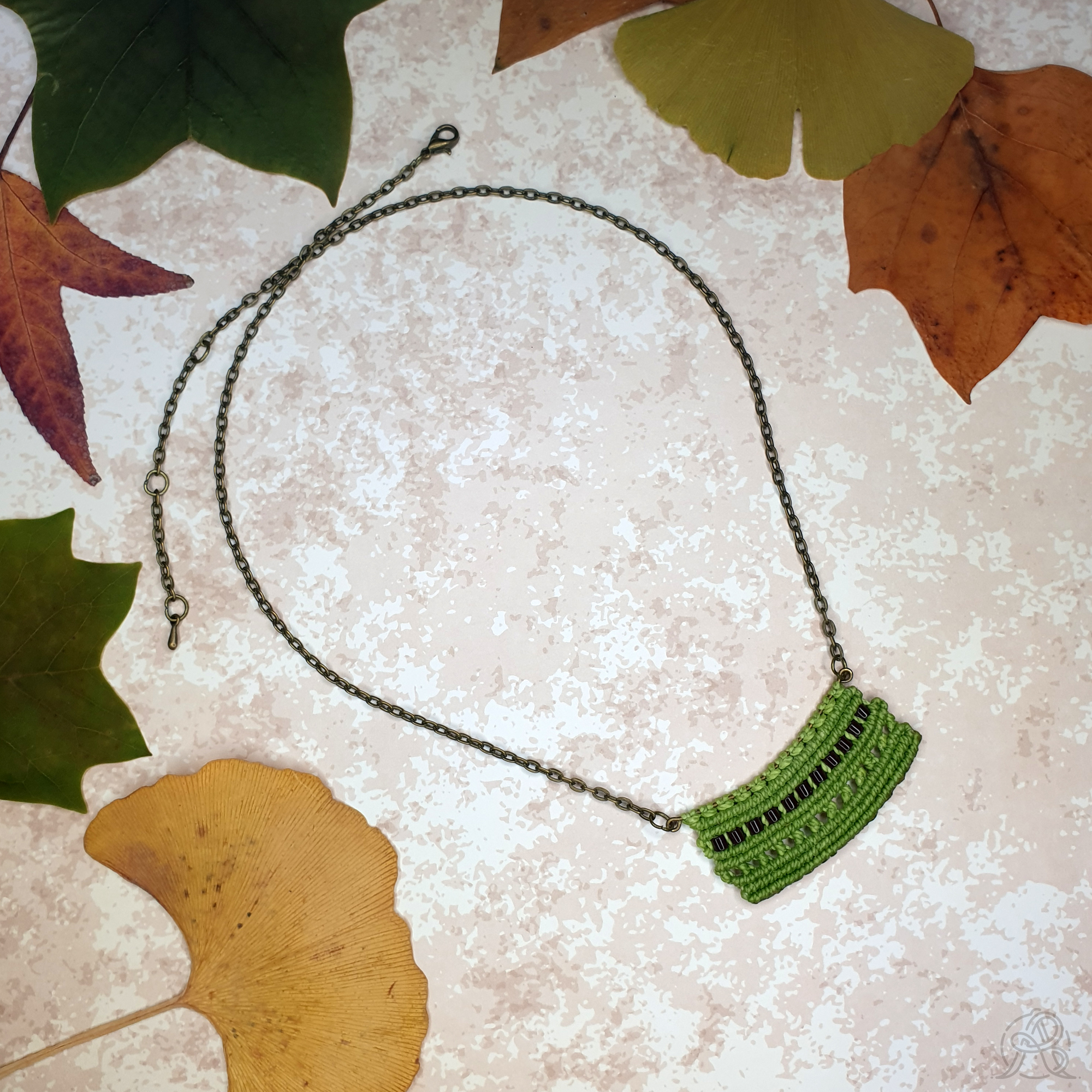 Plastron macramé vert – Image 3