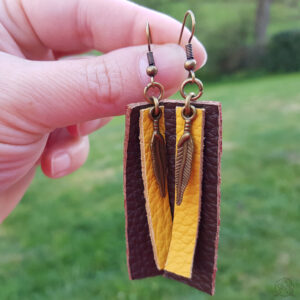 Boucles d'oreille cuir plume