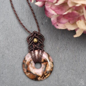 Pendentif donut Rhodonite court