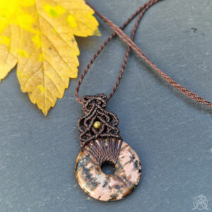 Pendentif donut Rhodonite long