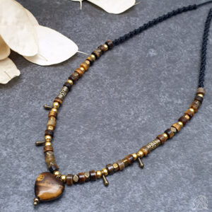 Collier Œil de tigre cœur