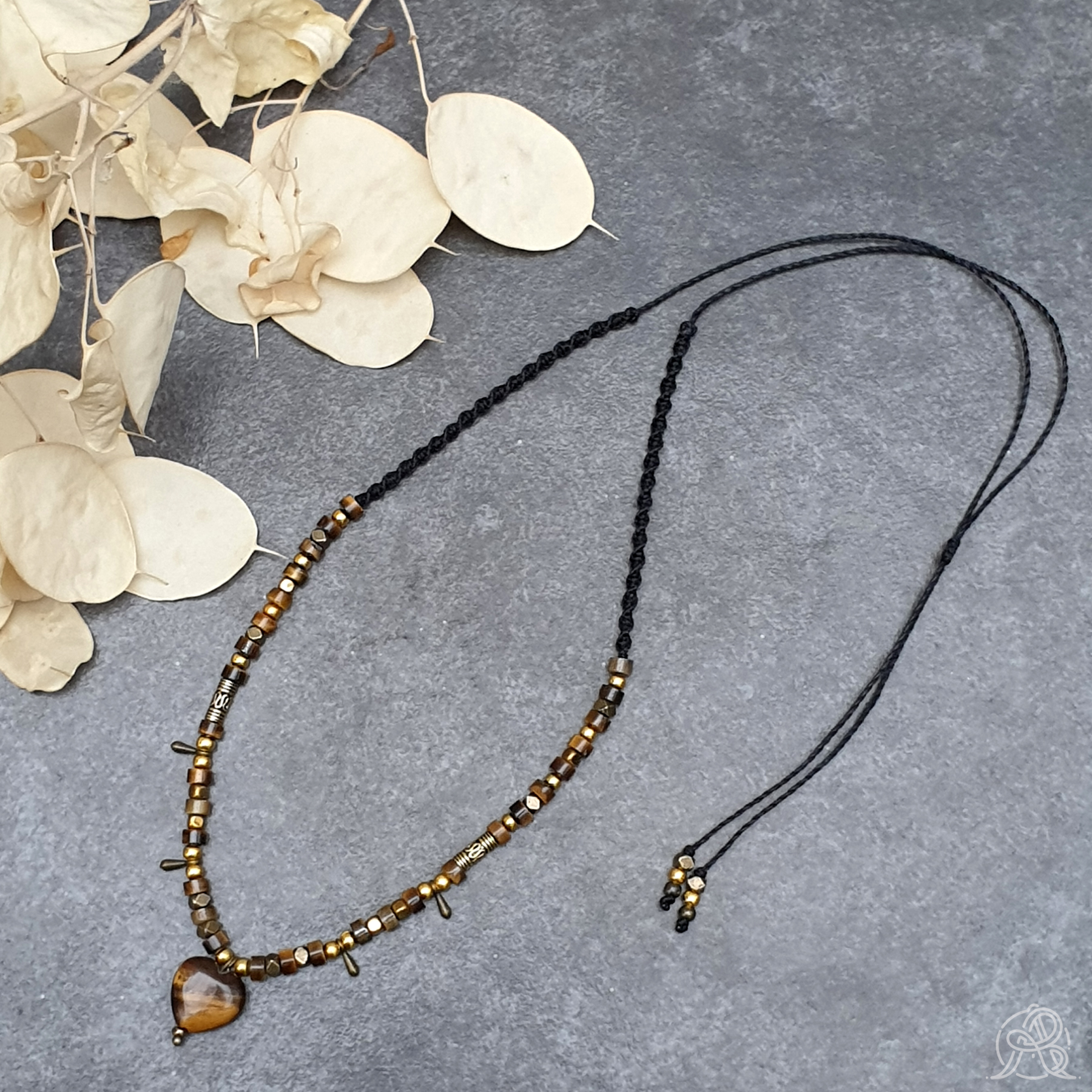 Collier Œil de tigre cœur – Image 3